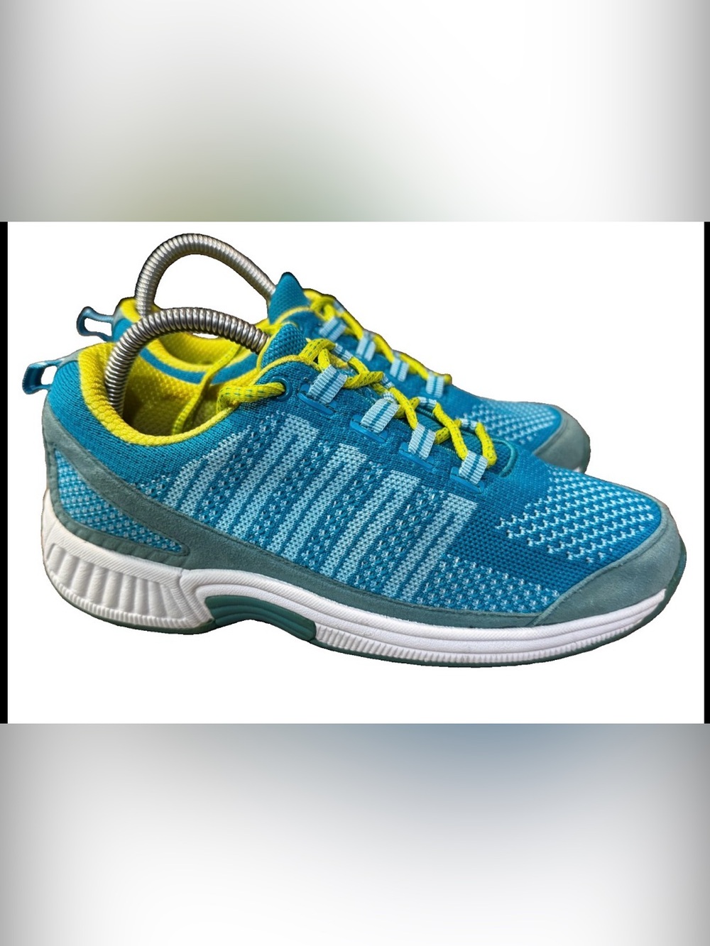 Orthofeet Women’s Palma Shoes Walking Size 8.5 Wide Blue Knit Orthopedic Comfort
